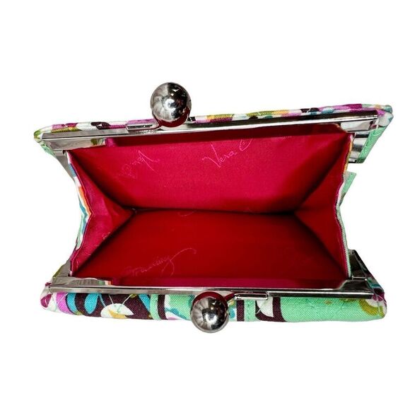 Vera Bradley Kiss Lock Wallet Tutti Fruitti‎ Floral Pink Green Quilted Bohemian - Picture 5 of 5
